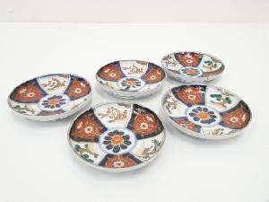 明治期　伊万里焼　染錦松竹梅文小皿5客